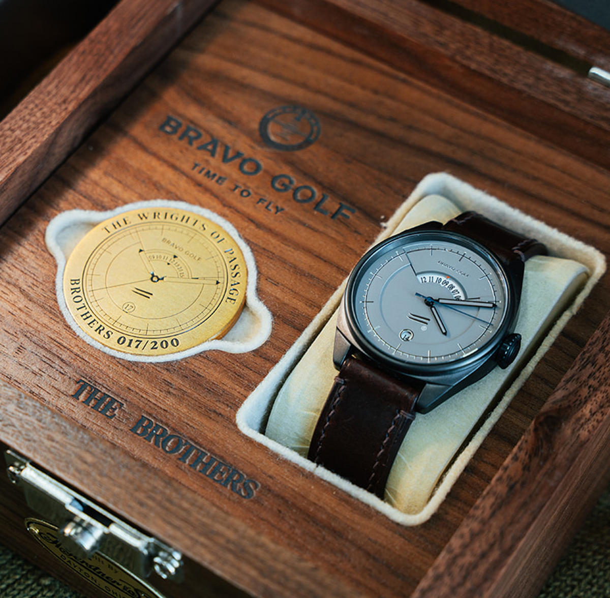 The Brothers watch shown from the front.