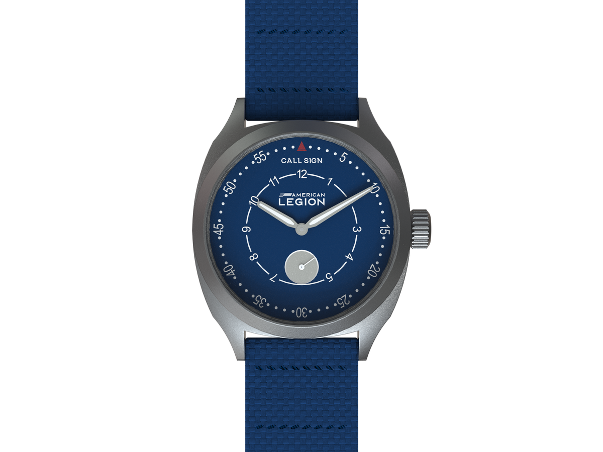 Waypoint blue dial pilot watch with blue strap