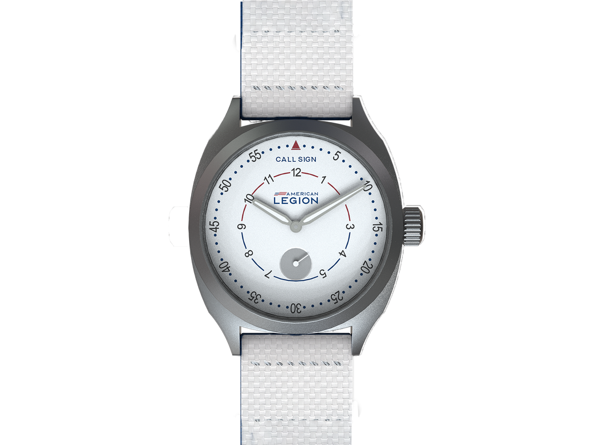 Waypoint white dial pilot watch with white strap