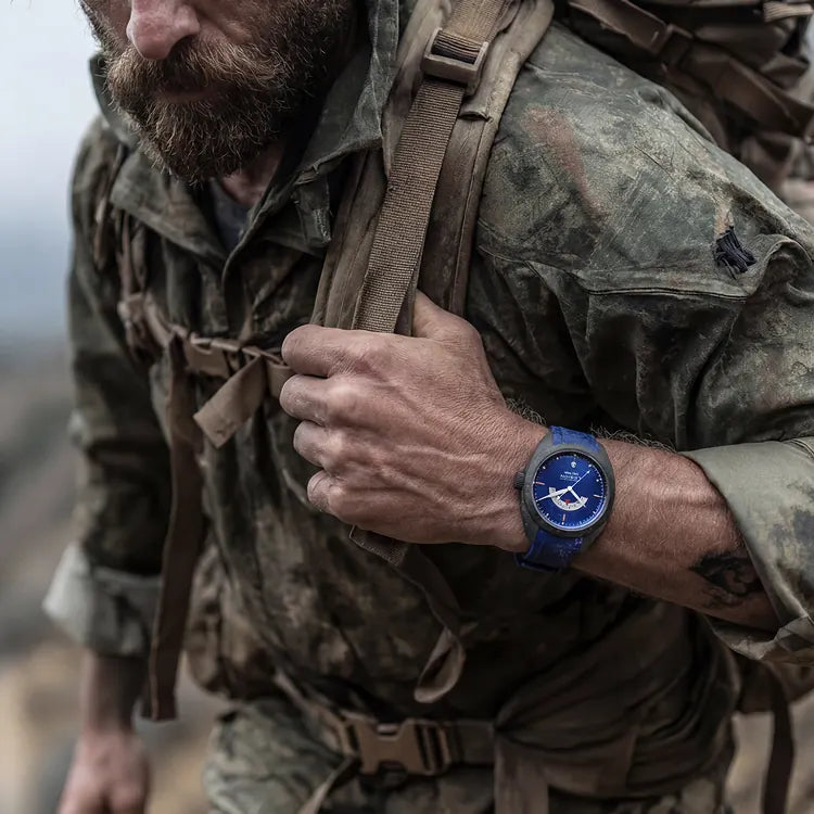 An American Legion x Call Sign Discovery watch on the wrist